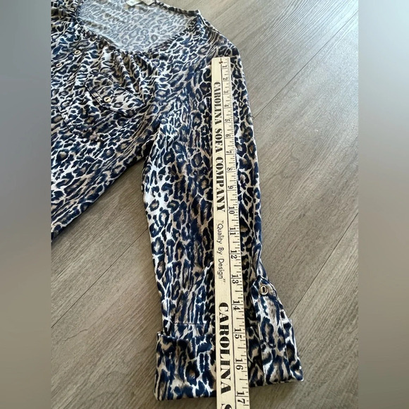 Dress Barn Leopard Animal Print 3/4 Sleeve Stretchy Blouse Women’s Large - Picture 11 of 12